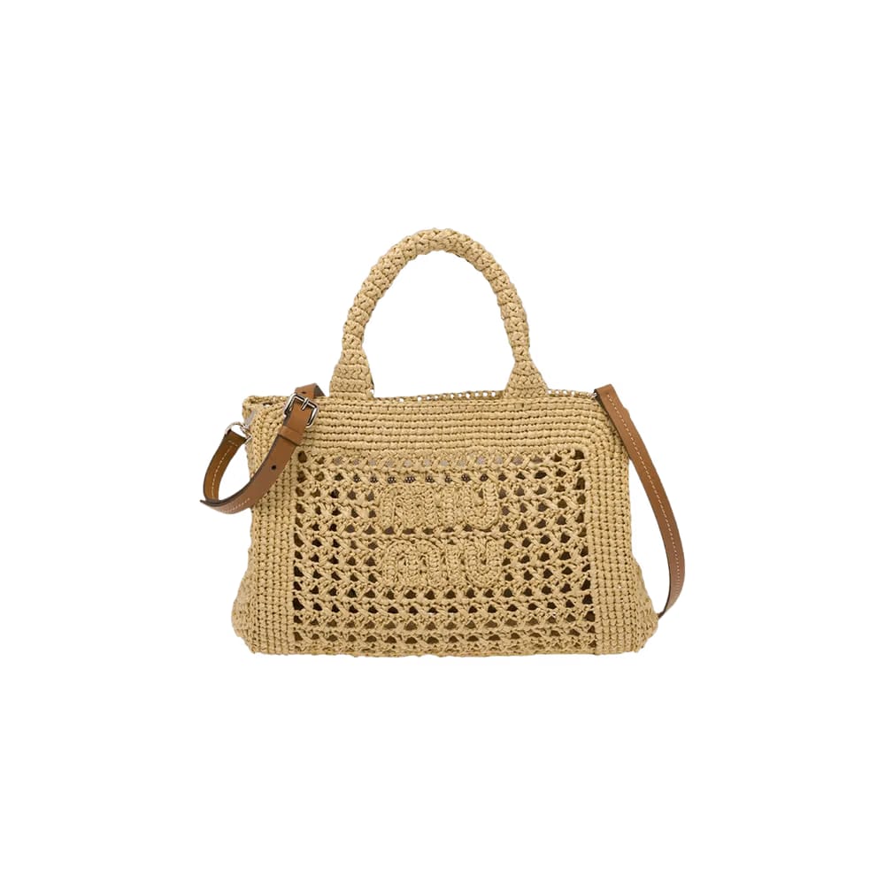 Miu Miu Crochet Top Handle Bag Natural