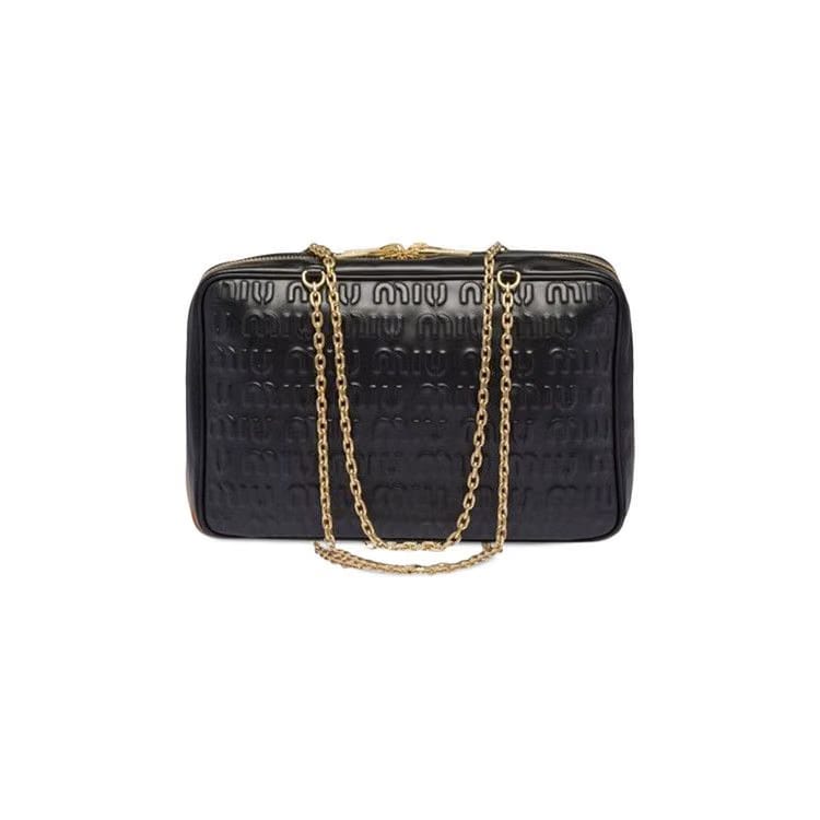 Miu Miu Nappa Logo Handbag Black