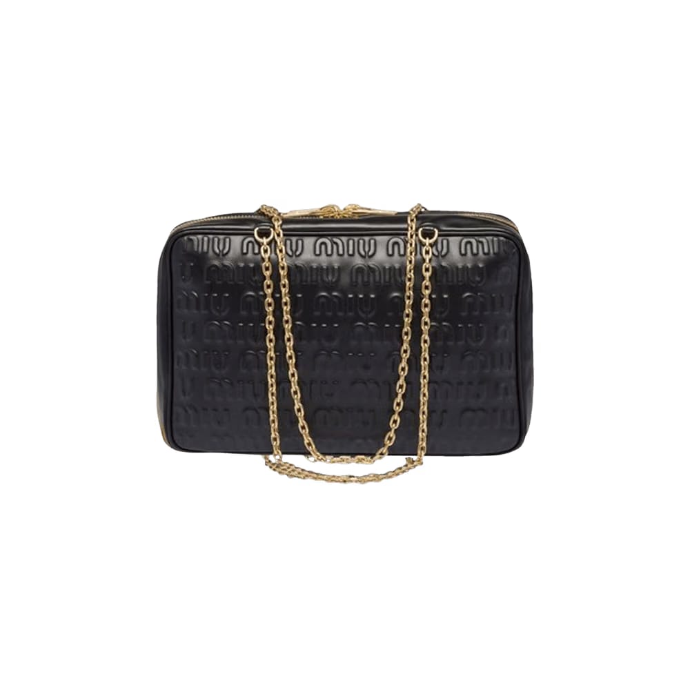 Miu Miu Nappa Logo Handbag Black