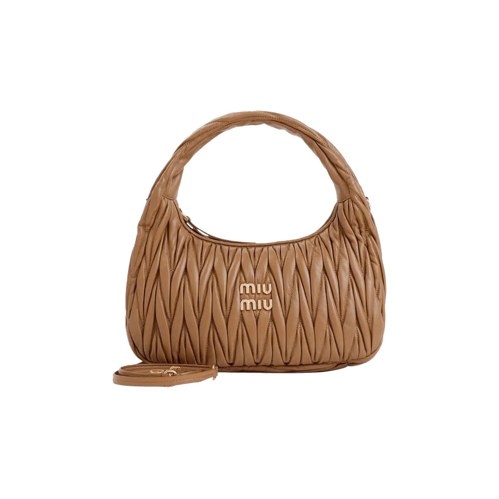Miu Miu Matelasse Mini Hobo Bag Caramel