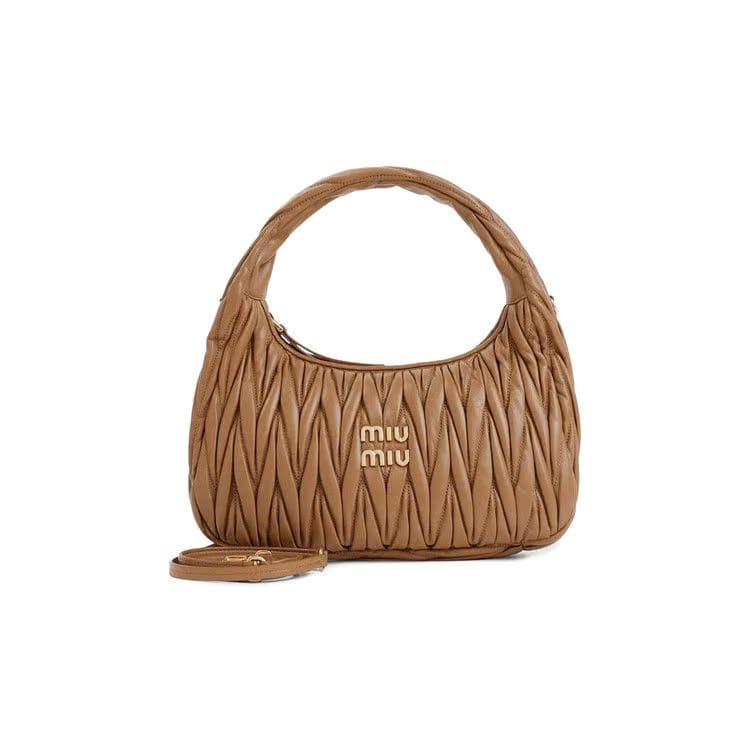 Miu Miu Matelasse Mini Hobo Bag Caramel