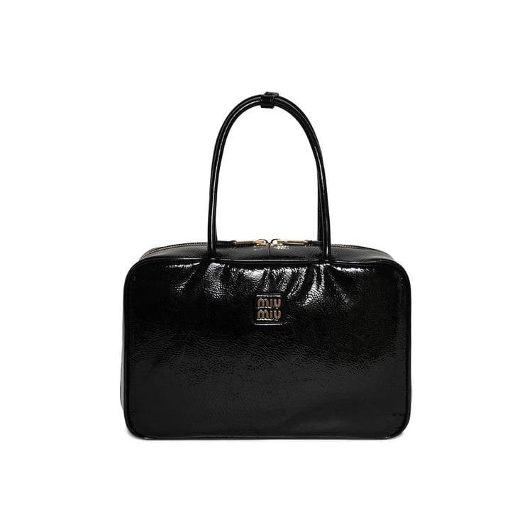 Miu Miu Beau Naplak Patent Leather Bag Black
