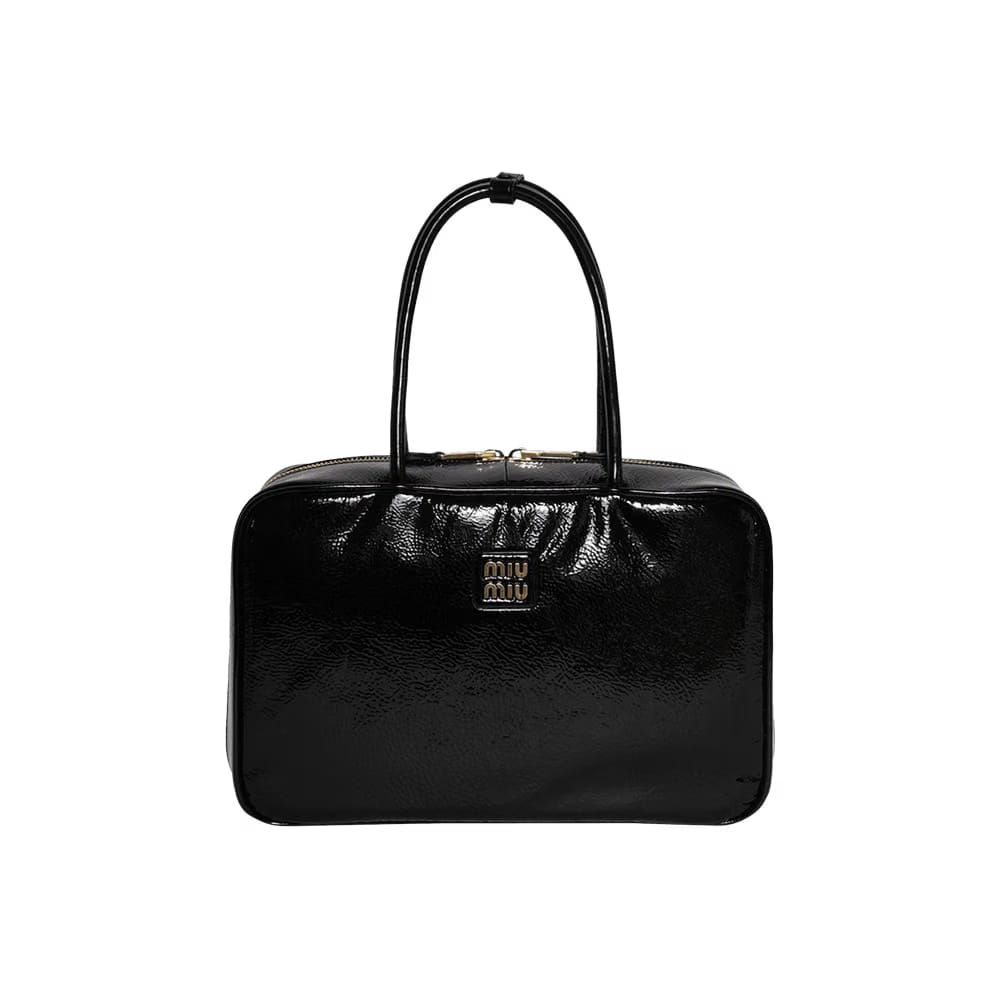 Miu Miu Beau Naplak Patent Leather Bag Black