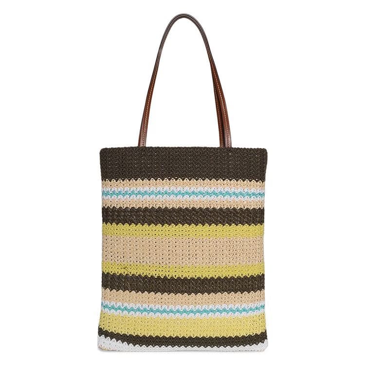 Miu Miu Raffia-Effect Woven Tote Bag Tundra/Lemon Yellow/Natural