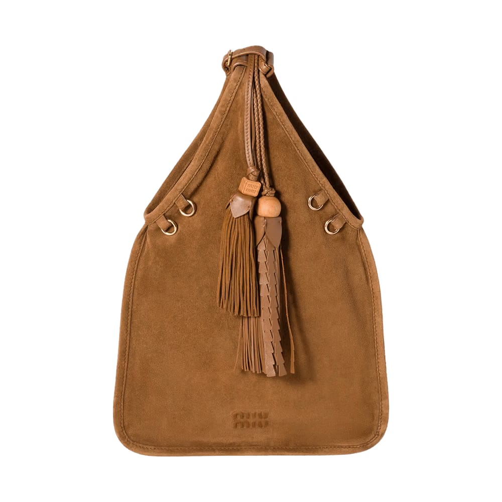 Miu Miu Suede Handbag With Tassels Rovere
