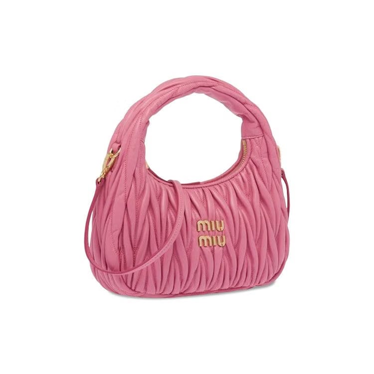 Miu Miu Wander Matelasse Nappa Leather Mini Hobo Bag Pink