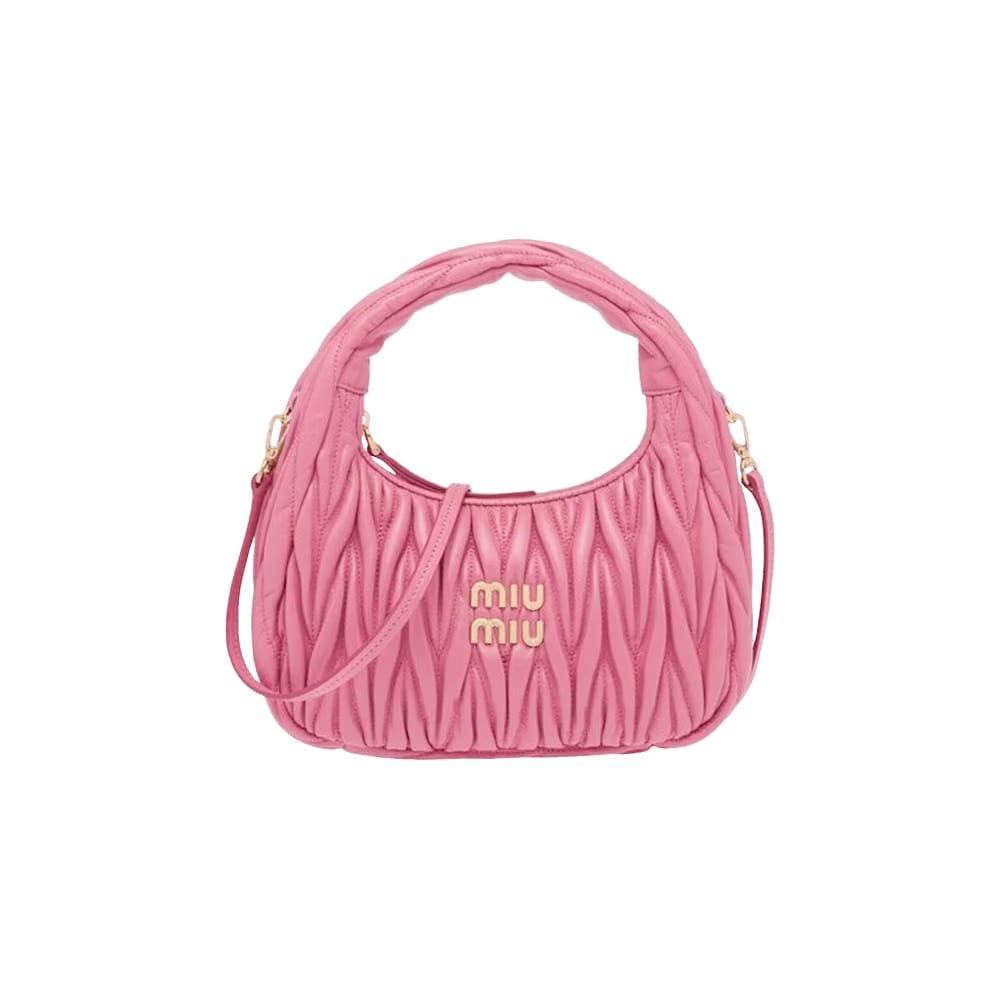 Miu Miu Wander Matelasse Nappa Leather Mini Hobo Bag Pink