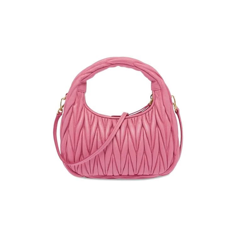 Miu Miu Wander Matelasse Nappa Leather Mini Hobo Bag Pink