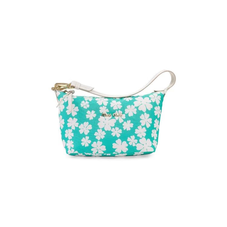 Miu Miu Logo Floral Spirit Mini Bag Blue