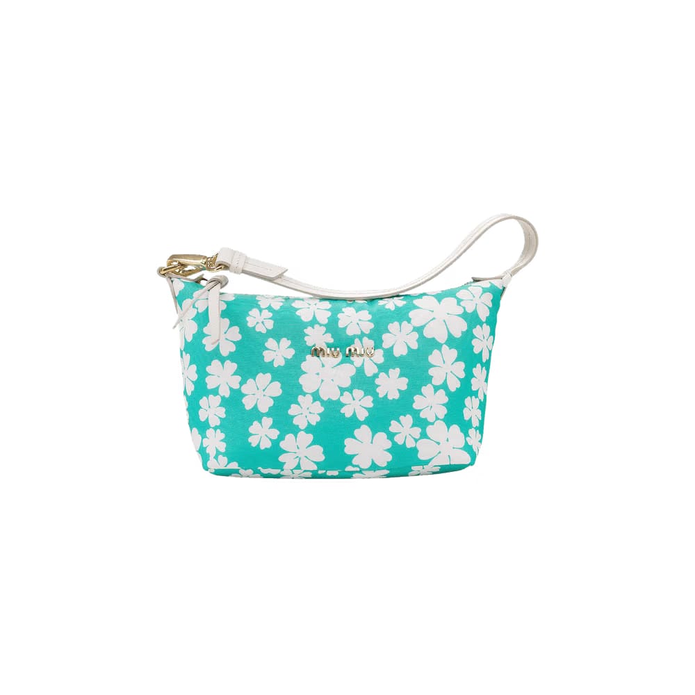 Miu Miu Logo Floral Spirit Mini Bag Blue