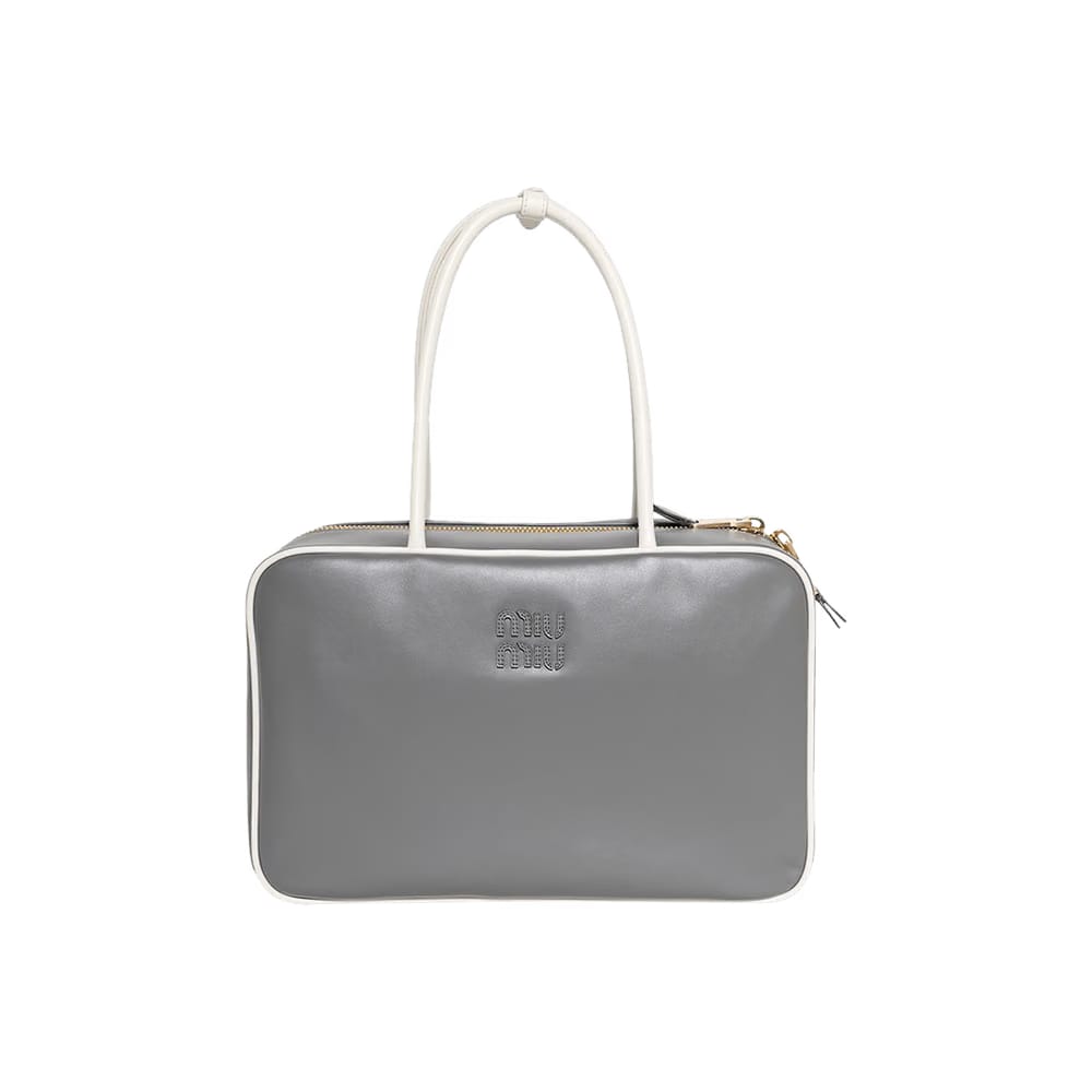 Miu Miu Beau Leather Bag Marble Grey/White