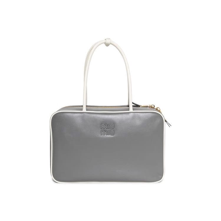 Miu Miu Beau Leather Bag Marble Grey/White