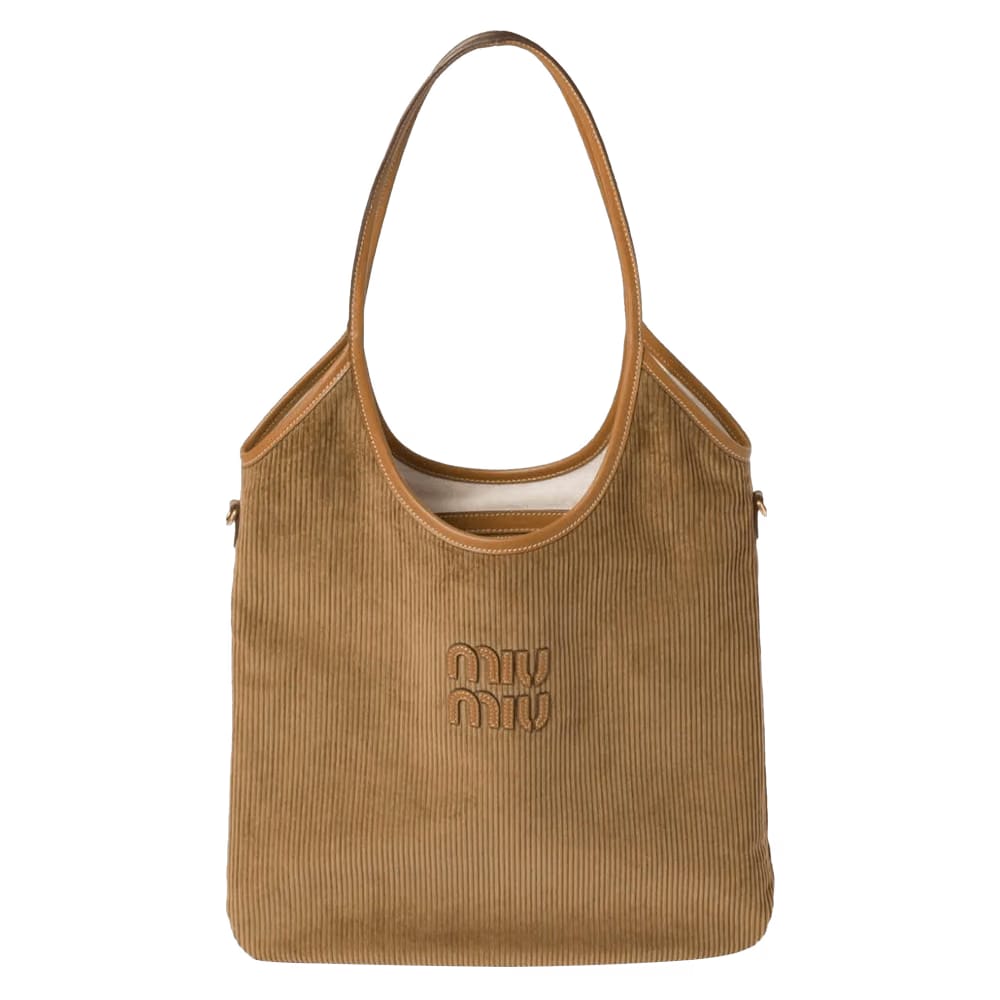 Miu Miu Striped Corduroy Shopping Bag Cannella
