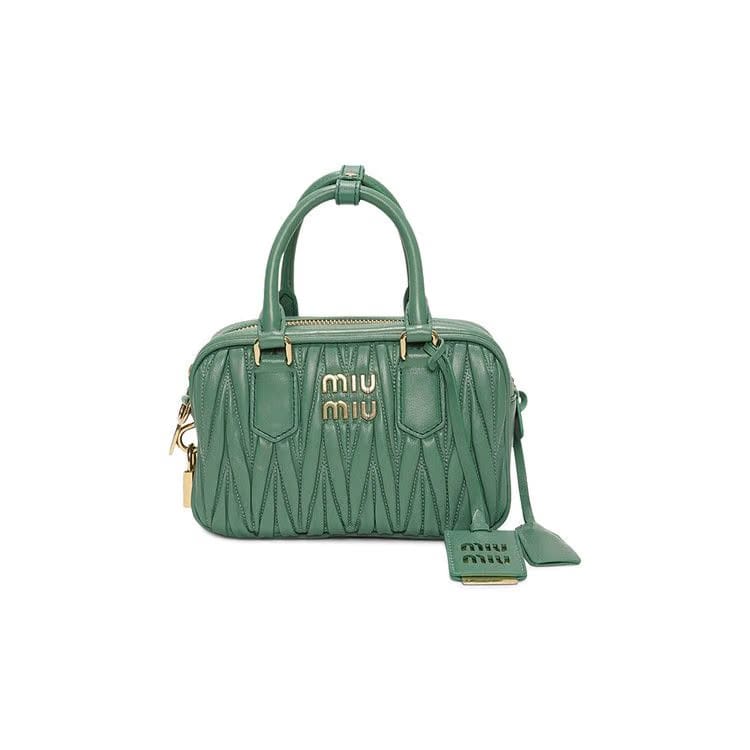 Miu Miu Matelasse Nappa Leather Shoulder Bag Sage
