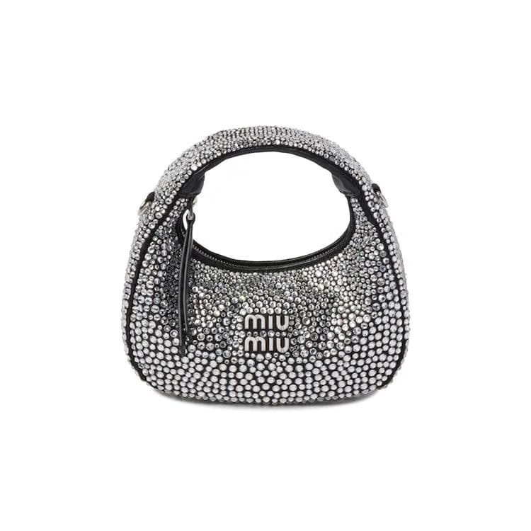 Miu Miu Wander Matelassé Nappa Leather Hobo Bag Black
