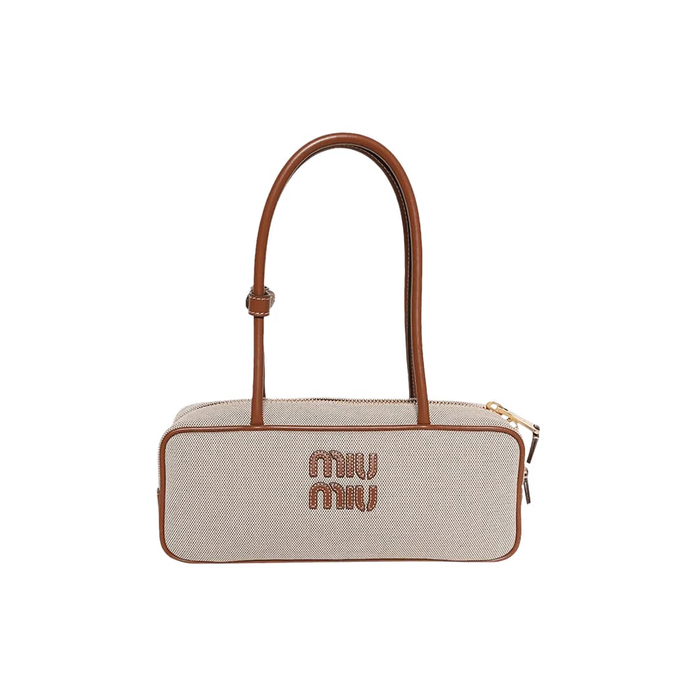 Miu Miu Beau Canvas And Leather Bag Beige/Brandy