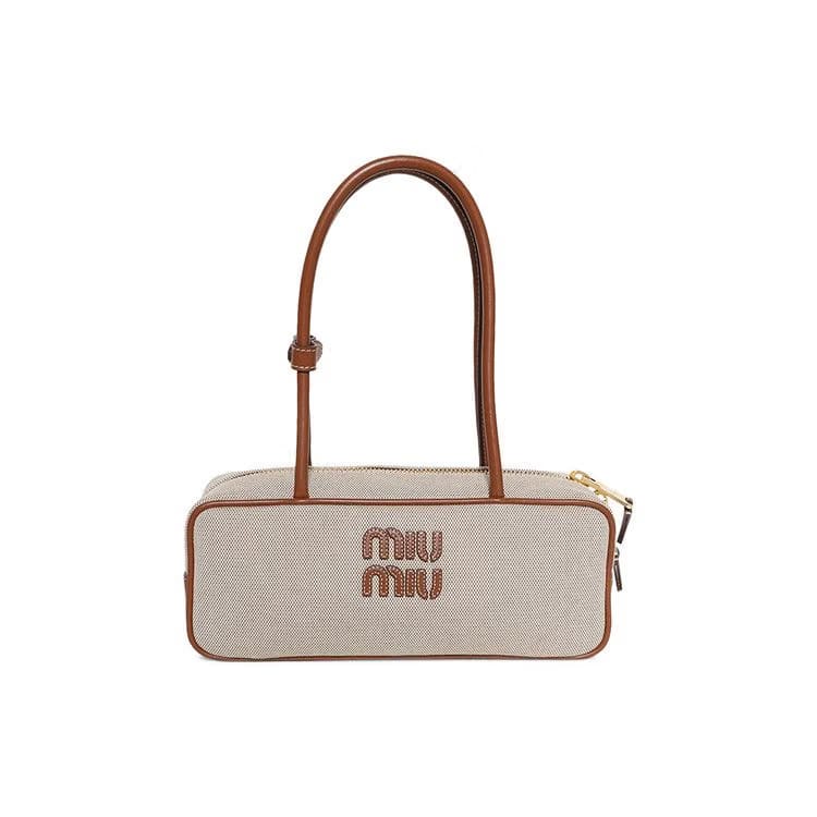 Miu Miu Beau Canvas And Leather Bag Beige/Brandy