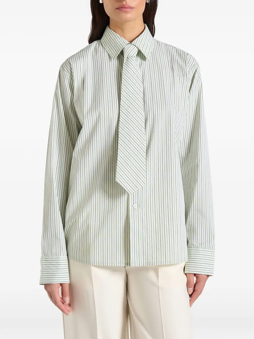 Dylan pinstripe detachable-tie shirt