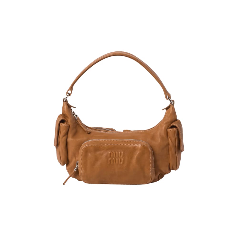 Miu Miu Pocket Nappa Leather Bag Caramel