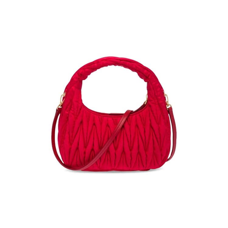 Miu Miu Wander Matelassé Hobo Bag Rosso