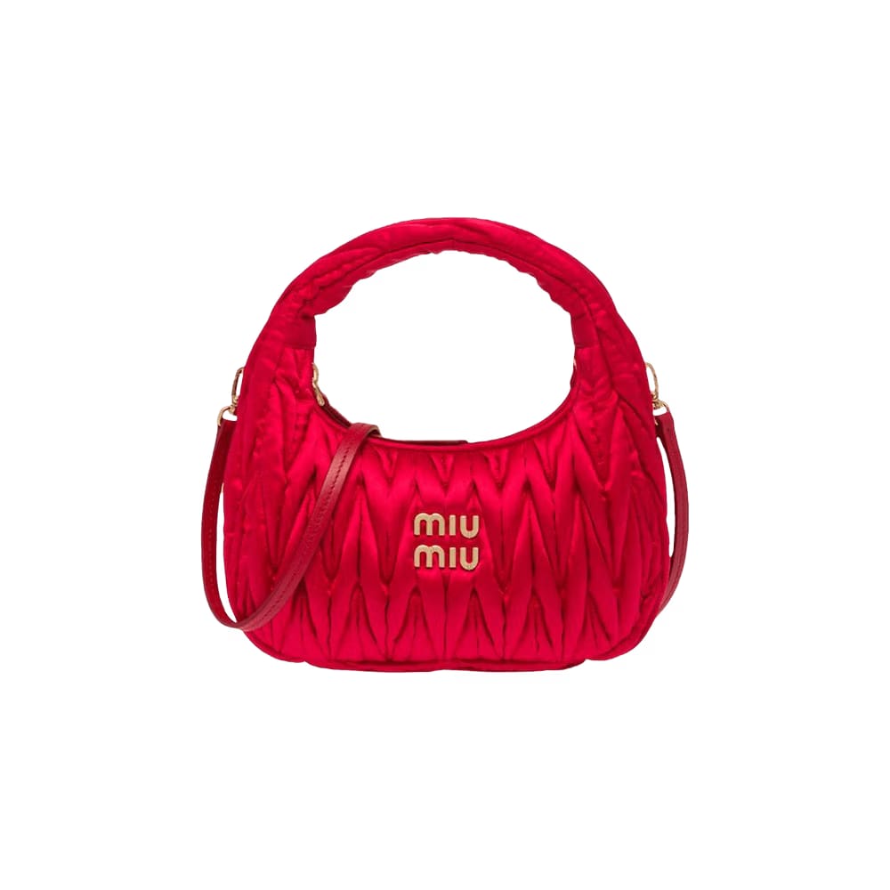 Miu Miu Wander Matelassé Hobo Bag Rosso