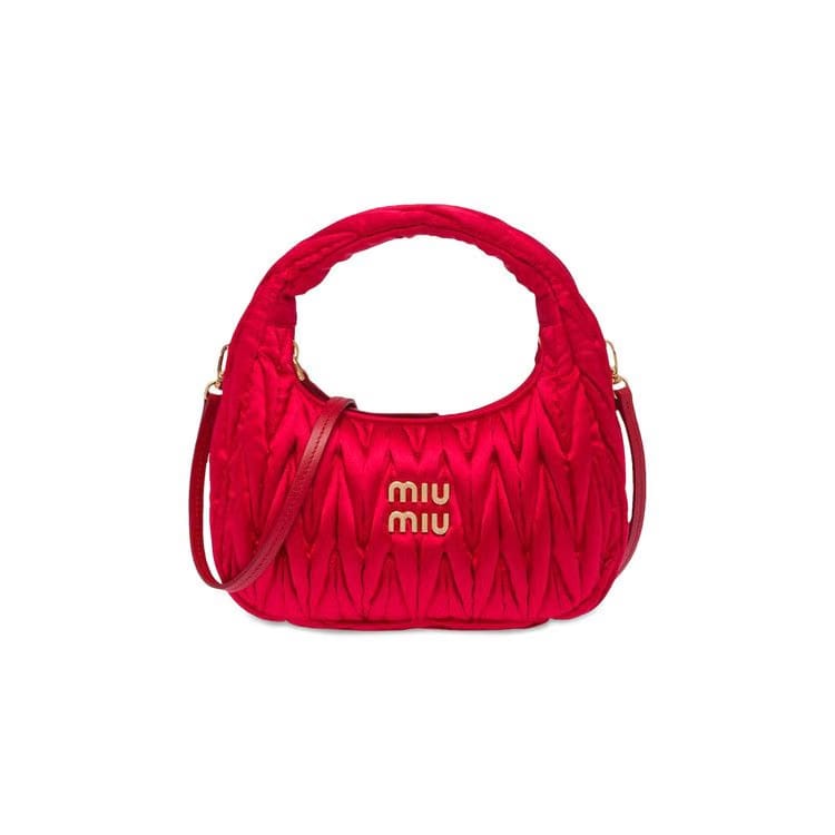 Miu Miu Wander Matelassé Hobo Bag Rosso