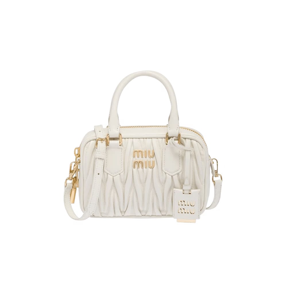 Miu Miu Matelasse Nappa Leather Top-Handle Bag White
