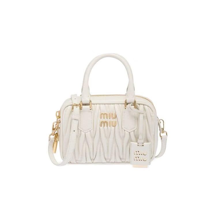 Miu Miu Matelasse Nappa Leather Top-Handle Bag White