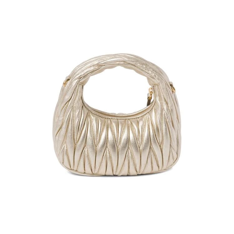 Miu Miu Wander Matelassé Nappa Leather Hobo Mini-Bag Pyrite