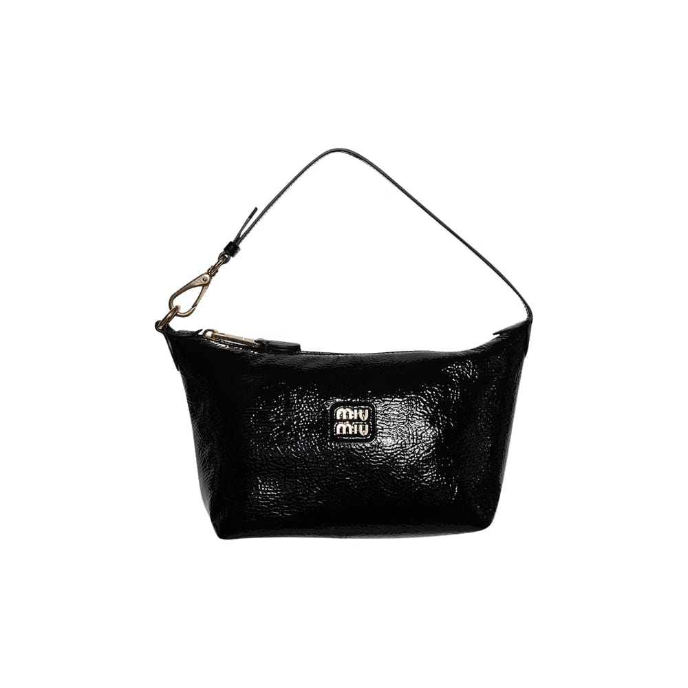 Miu Miu Naplak Patent Leather Pouch Black