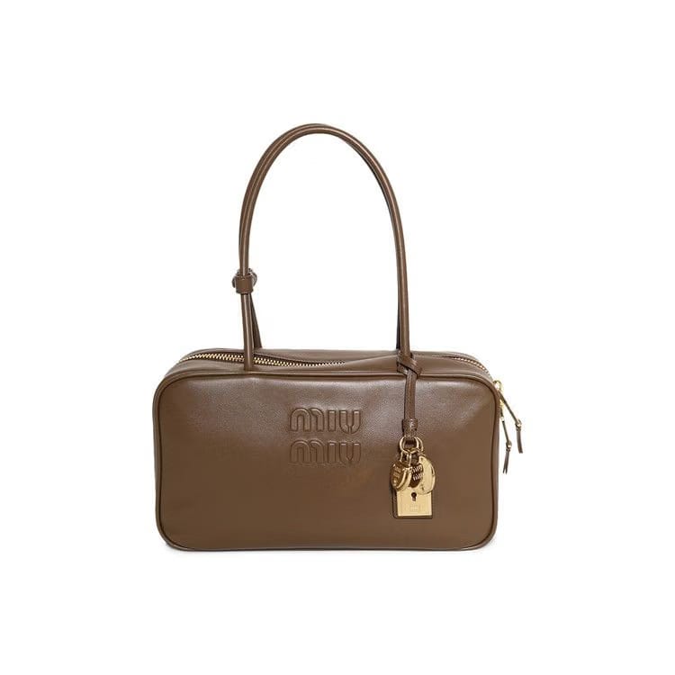 Miu Miu Beau Leather Top Handle Bag Tundra