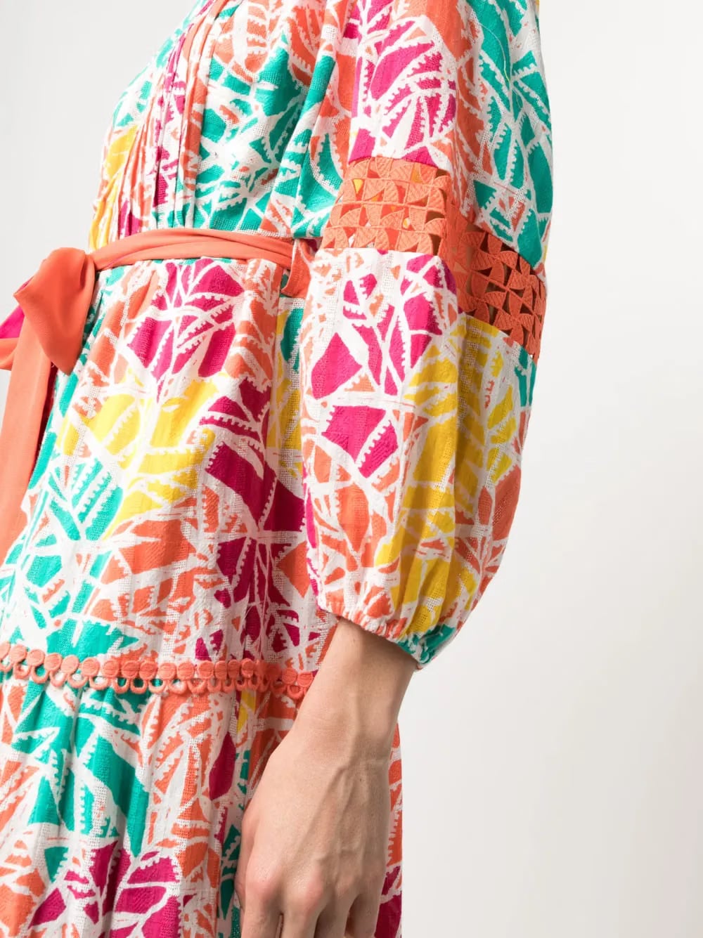 graphic-print tied-waist dress