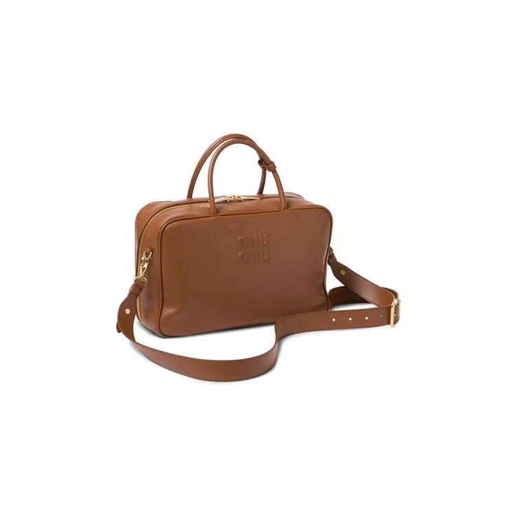 Miu Miu Softy Bauletto Handbag Cognac