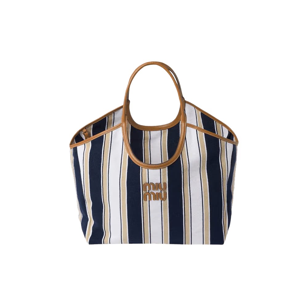 Miu Miu Ivy Canneté Fabric Bag Blue/Sand Ivy