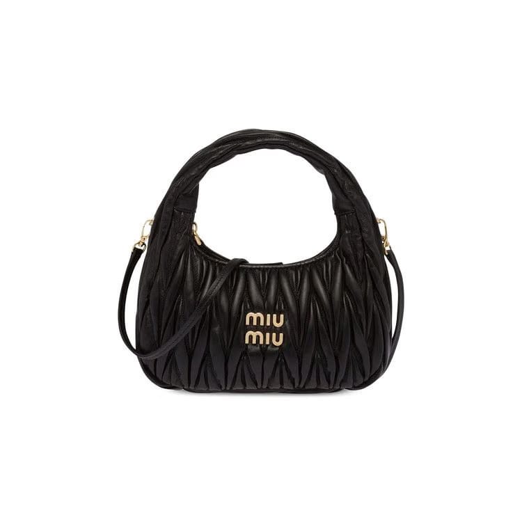 Miu Miu Wander Matelassé Mini Hobo Bag Black