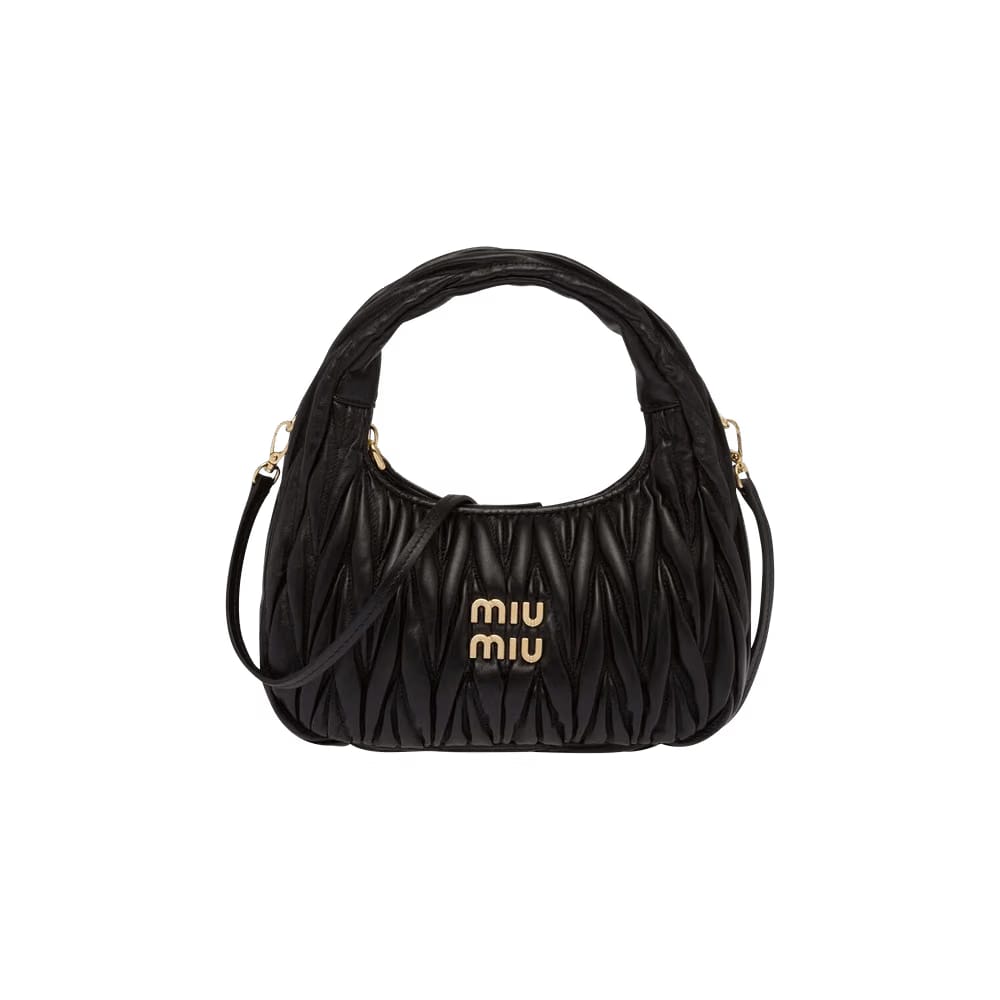 Miu Miu Wander Matelassé Mini Hobo Bag Black
