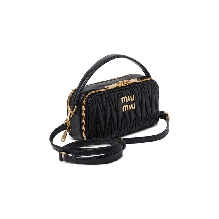 Miu Miu Matelassé Bandoliera Handbag Black