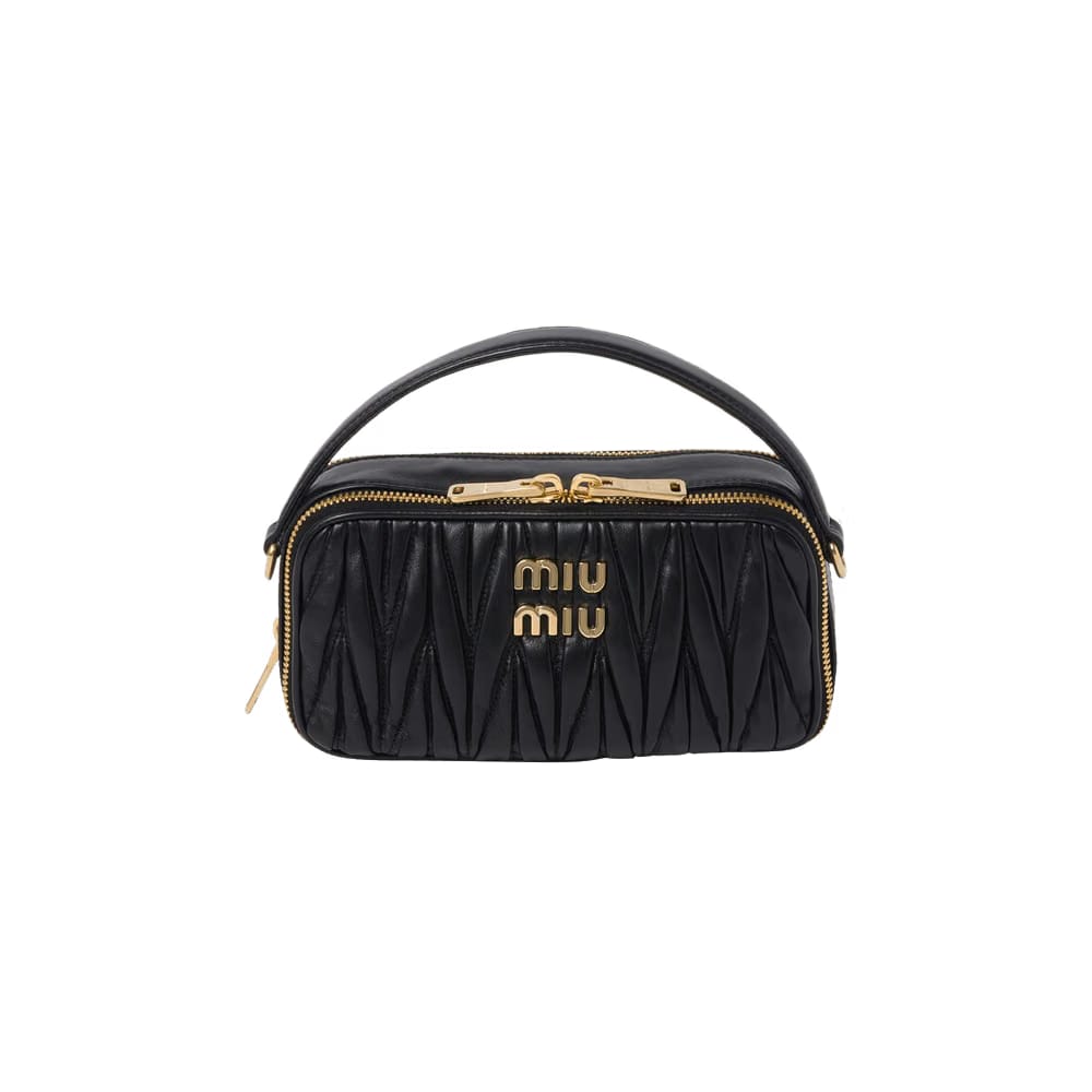Miu Miu Matelassé Bandoliera Handbag Black