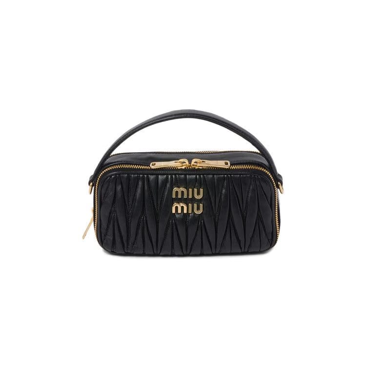 Miu Miu Matelassé Bandoliera Handbag Black