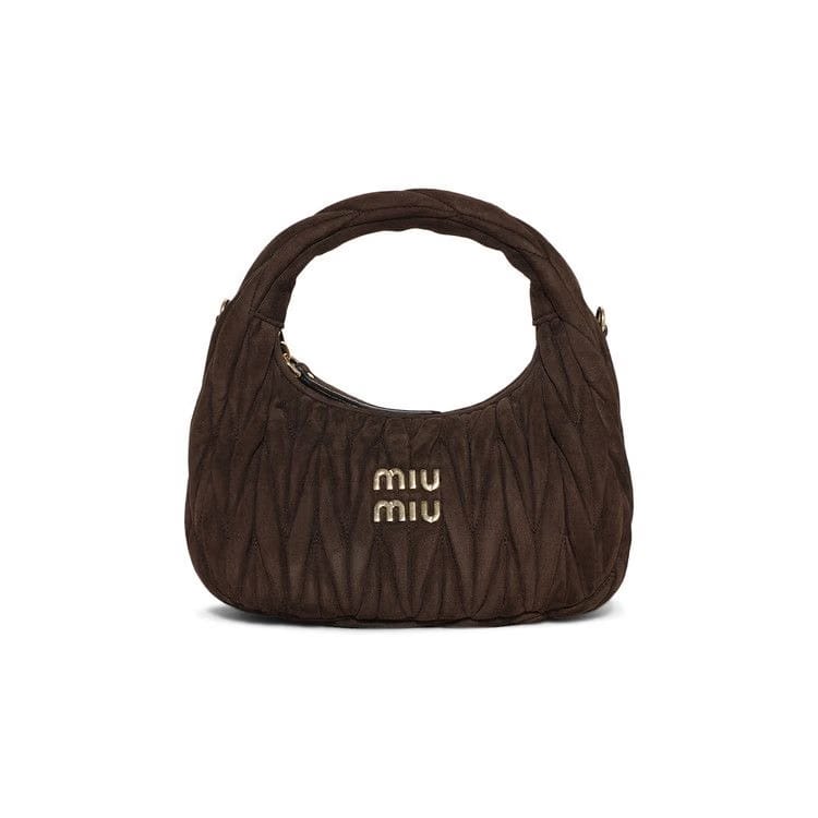 Miu Miu Wander Matelassé Nappa Leather Hobo Bag Moro