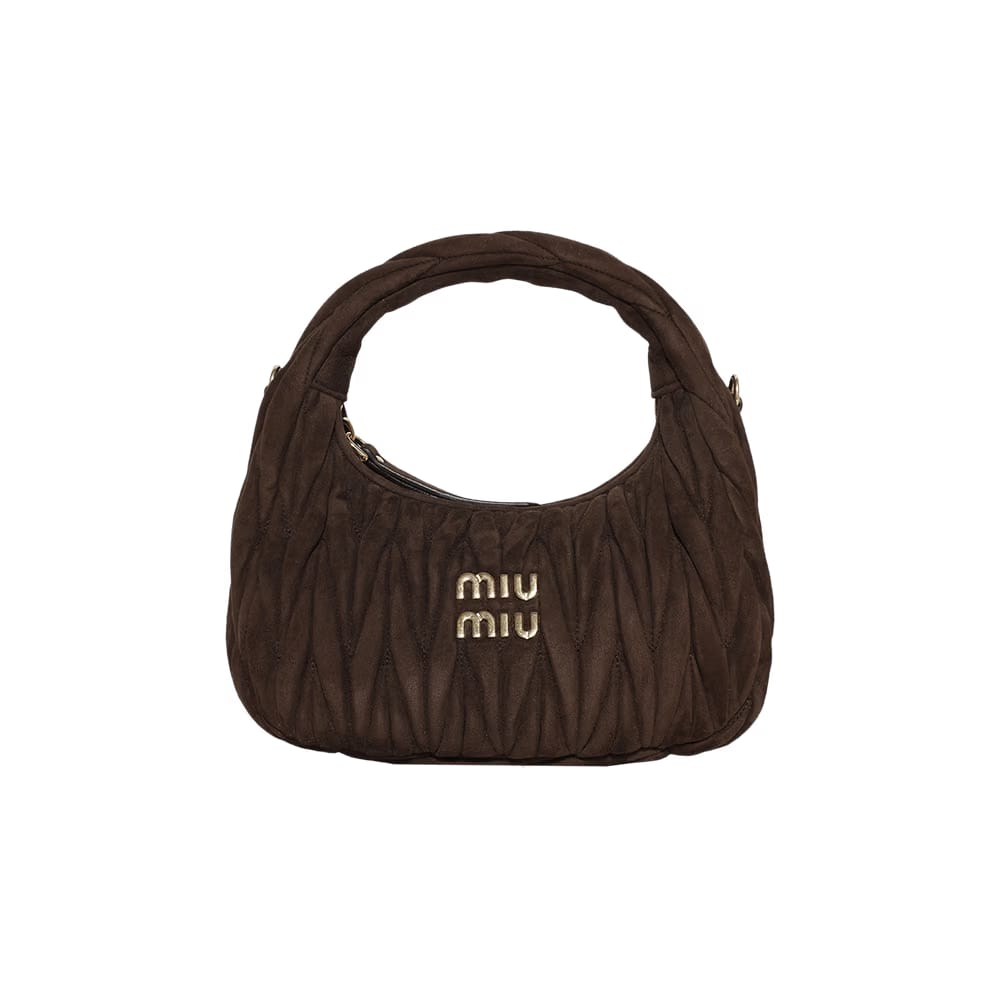 Miu Miu Wander Matelassé Nappa Leather Hobo Bag Moro