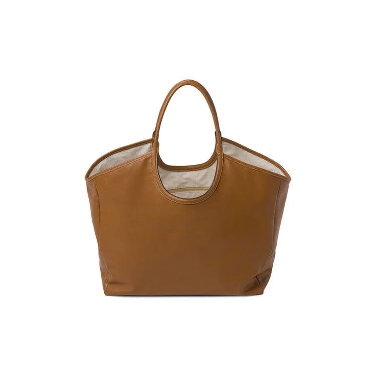 Miu Miu Ivy Leather Shopping Bag Cognac