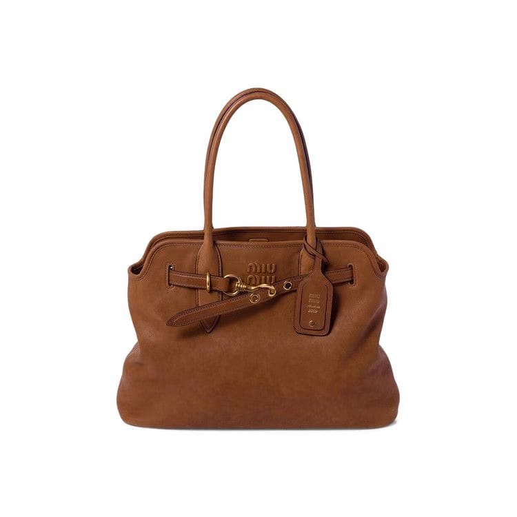Miu Miu Aventure Nappa Leather Tote Bag Rovere