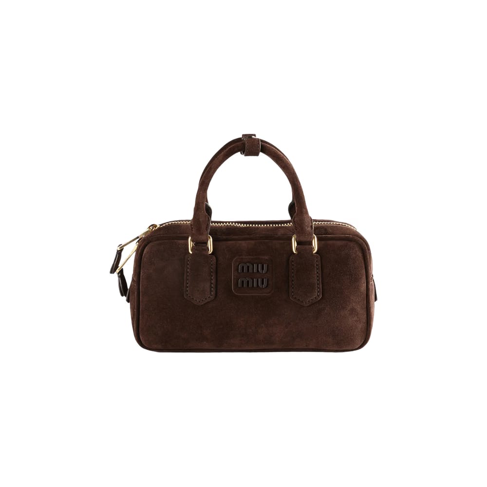 Miu Miu Arcadie Padded Suede Top Handle Bag Moro
