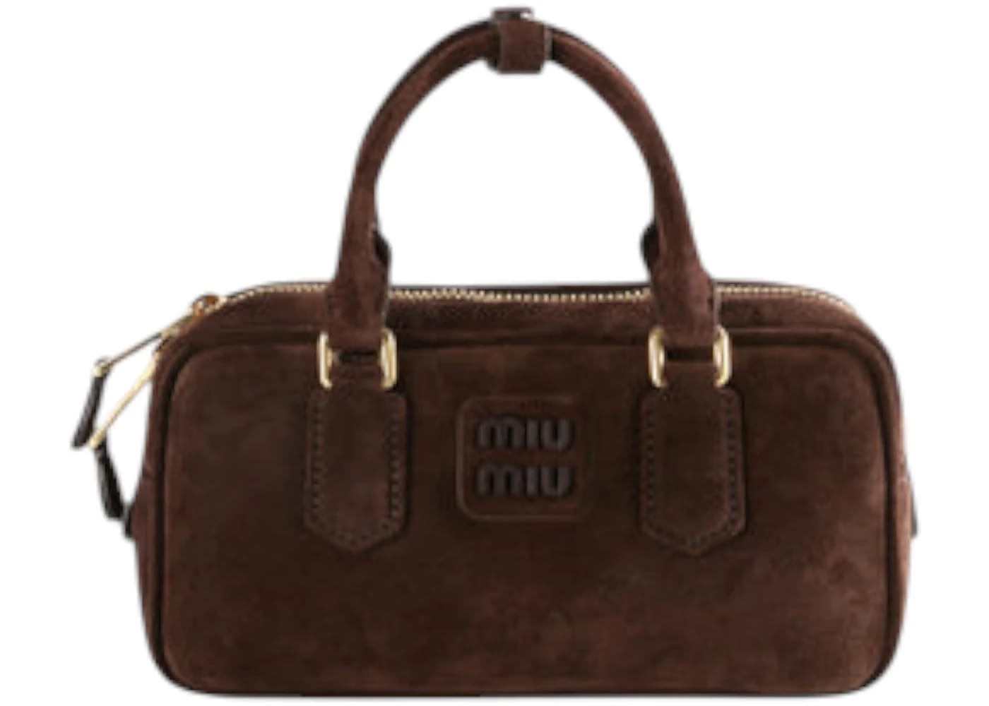 Miu Miu Arcadie Padded Suede Top Handle Bag Moro