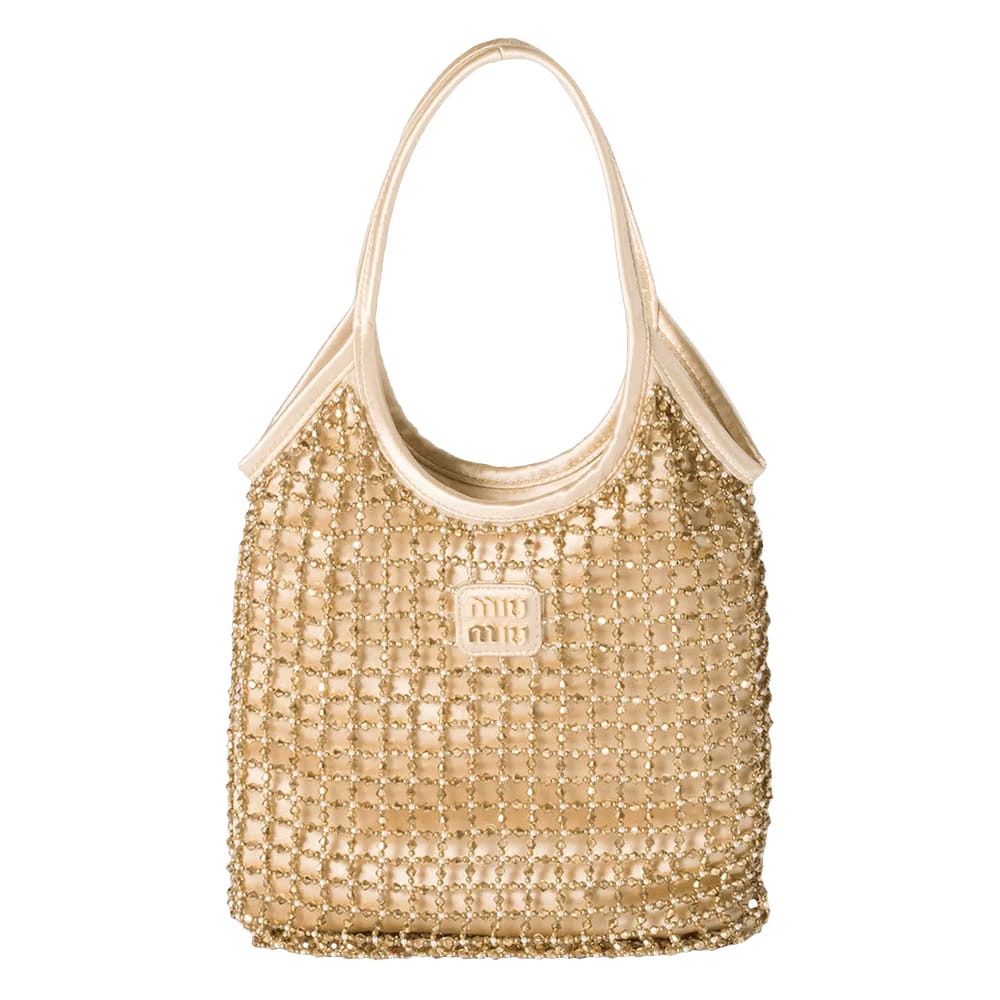 Miu Miu Ivy Beaded Duchesse Bag Platino