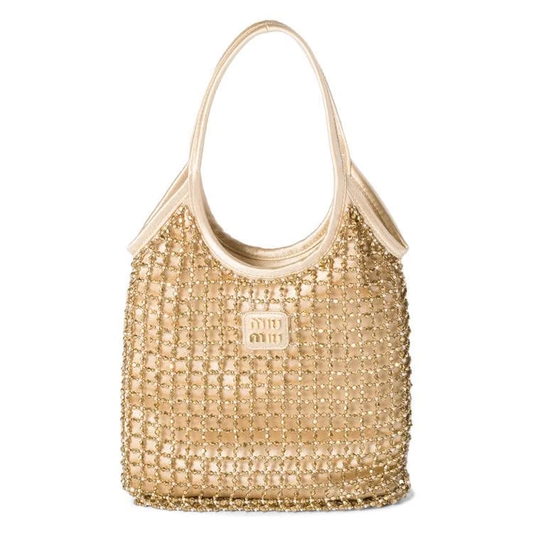 Miu Miu Ivy Beaded Duchesse Bag Platino