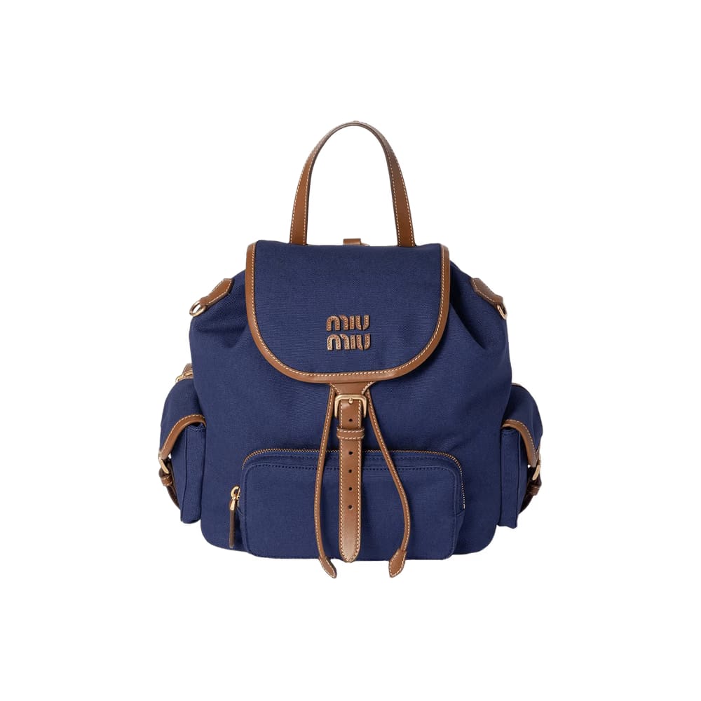 Miu Miu Canvas Backpack Cornflower Blue/Brandy