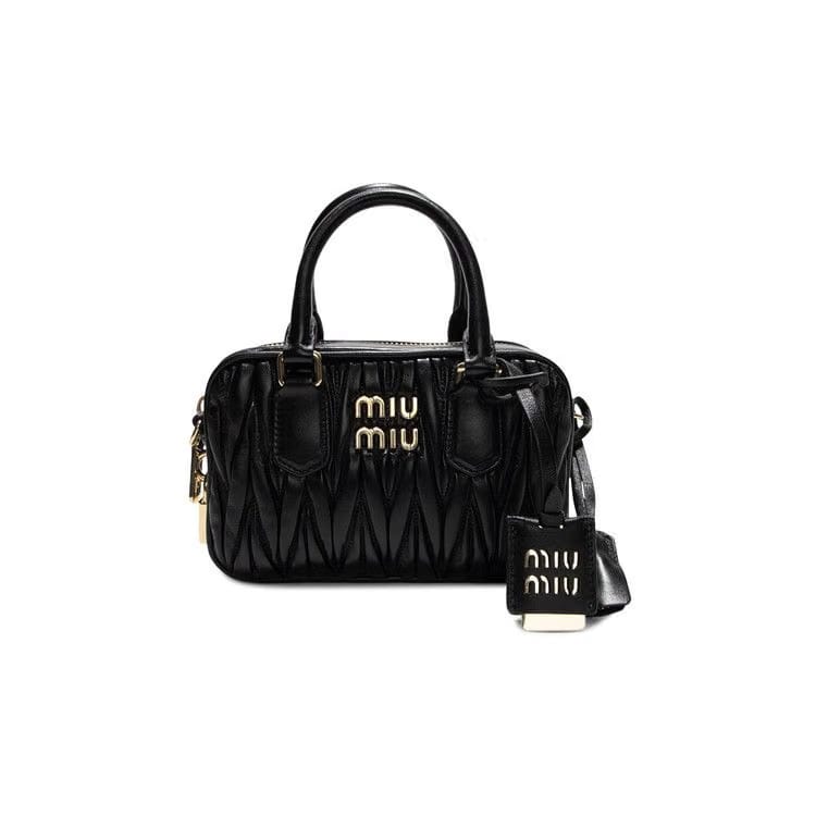 Miu Miu Matelasse Nappa Leather Top-Handle Bag Black
