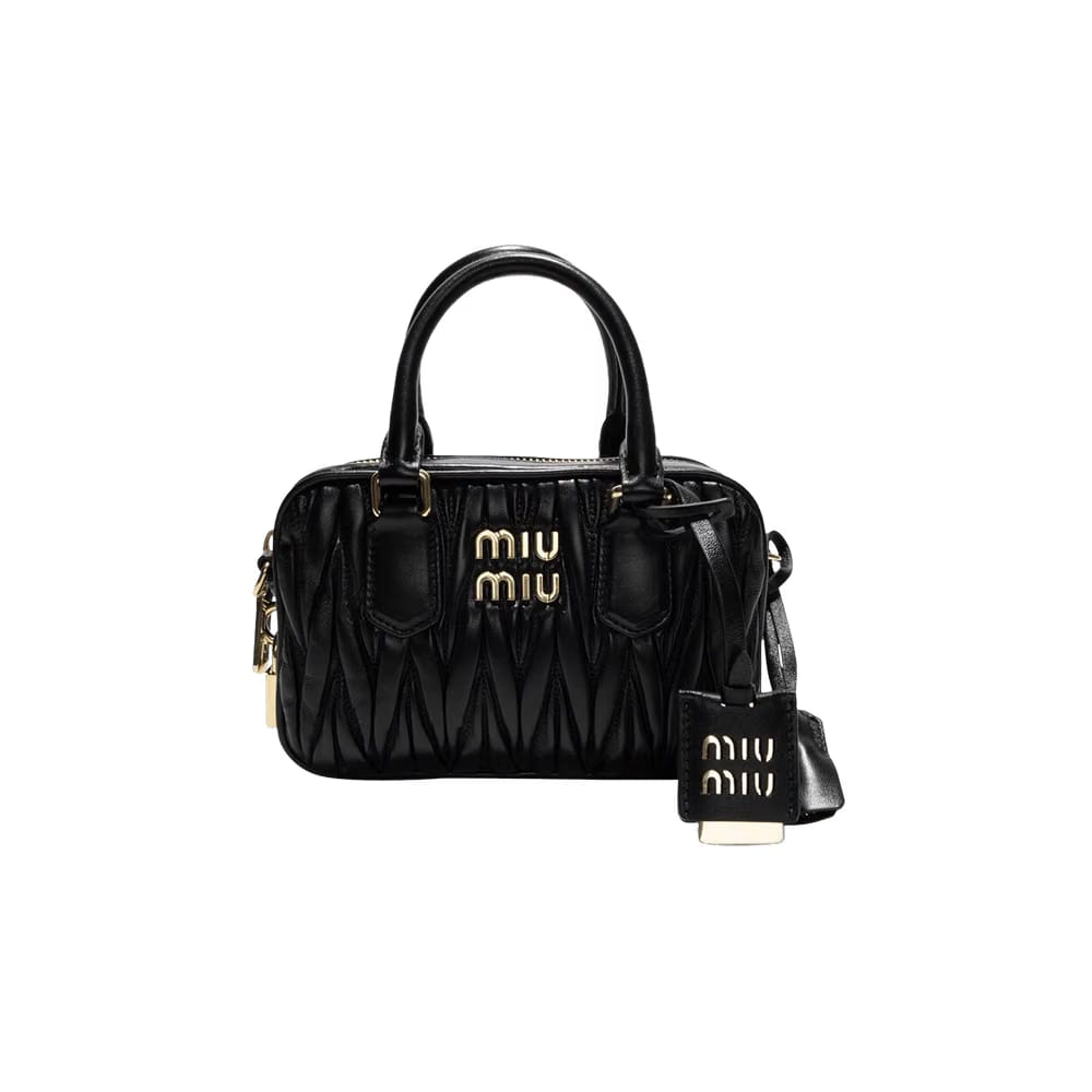 Miu Miu Matelasse Nappa Leather Top-Handle Bag Black